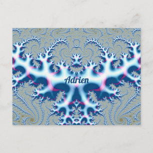 ADRIEN ~ Icy White and Blue 3D Fraktal Design ~ Postkarte