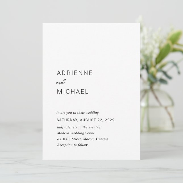 Adrienne Simple Modern Wedding Einladung (Stehend Vorderseite)