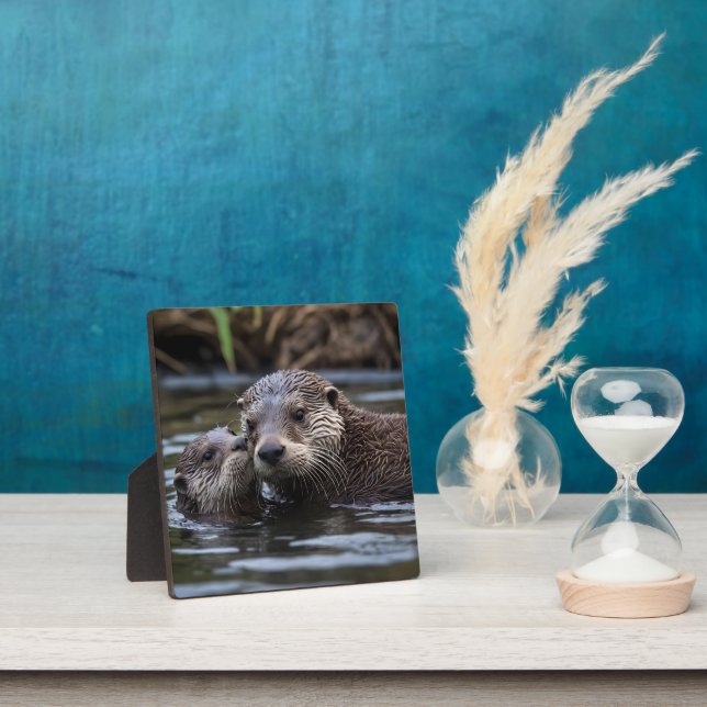 **"Adrift in Liebe: Mama und Baby Otter"*** Fotoplatte (InSitu)