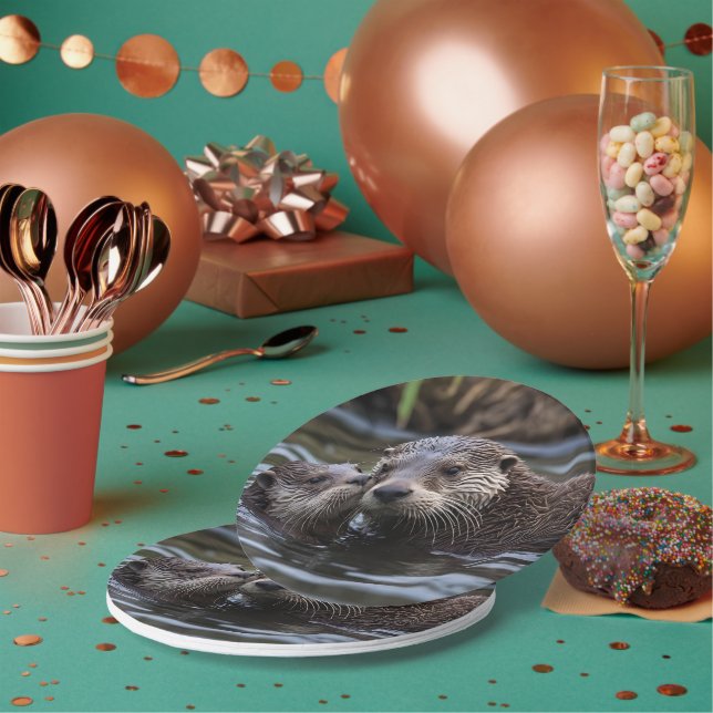 **"Adrift in Liebe: Mama und Baby Otter"*** Pappteller (Multi)