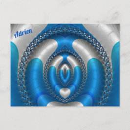 ADRIN Bright!~ Blue White 3D Fraktal Design ~ Postkarte