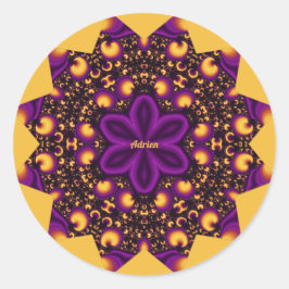 ADRIN ~ EYE OPENER ~ Lila-Gelb-Orange-Schwarz ~ Runder Aufkleber