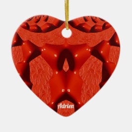 ADRIN ~ VALENTINE HEART ~ Rotes Fraktal ~ Keramik Ornament