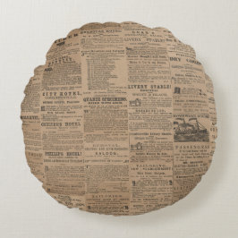Ads of the Past, NY 1856 Round Pillow Rundes Kissen