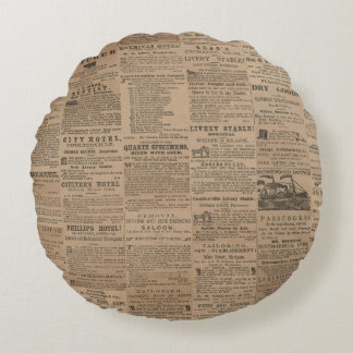 Ads of the Past, NY 1856 Round Pillow Rundes Kissen