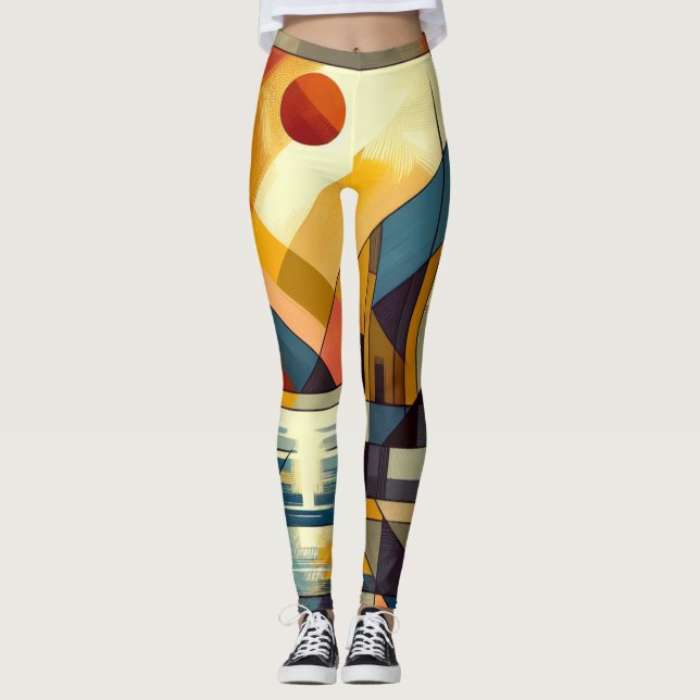 Adstracter Sonnenuntergang Leggings (Vorderseite)