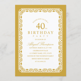 Adult 40. Geburtstag Party Elegant Einfach & klass Einladung