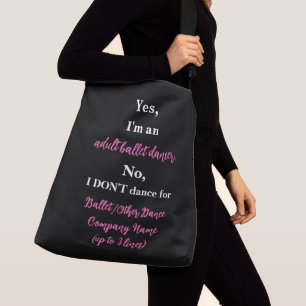 Adult Ballet Dancer Hot Pink/White Text Tragetaschen Mit Langen Trägern