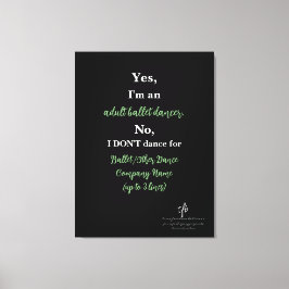 Adult Ballet Tänzer Sage/White Text Lg. Leinwanddruck