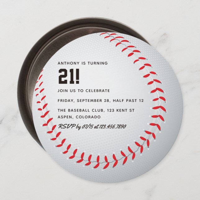 Adult Baseball Geburtstags Themed Party Einladung (Vorne/Hinten)