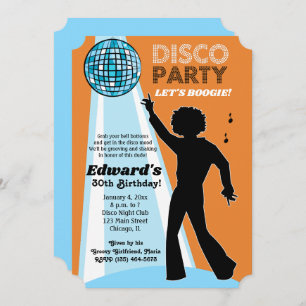 Adult Birthday Disco Party Einladungen Orange