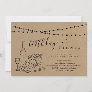 Adult Birthday Wein Picknick Party Einladung