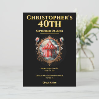 Adult Circus Moody Festival 40th Birthday Einladung