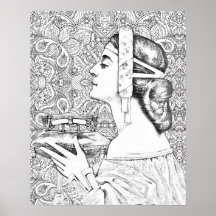 Adult Coloring Graustufen Mandala Vintag