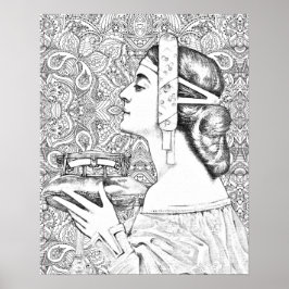 Adult Coloring Graustufen Mandala Vintag Poster