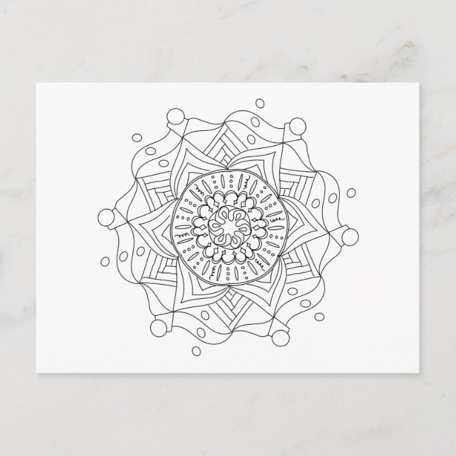 Adult Coloring Postcard mit Original Mandala Art Postkarte (Vorderseite)