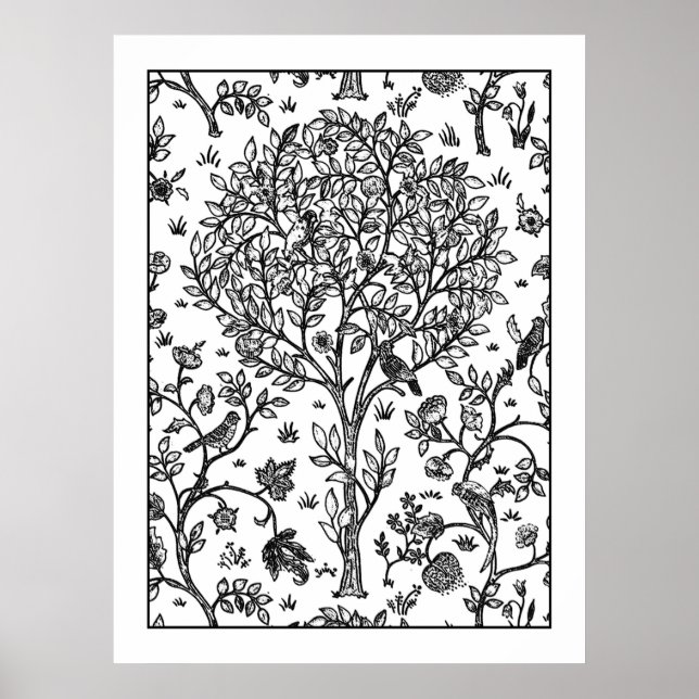 Adult Coloring Poster Wilhelm Morris Tree of Life (Vorne)