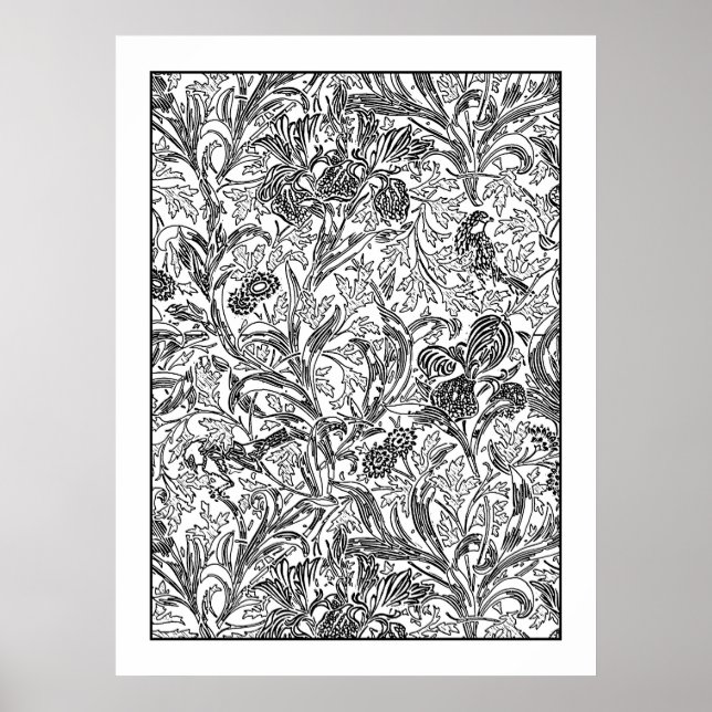 Adult Coloring Poster William Morris Iris Pattern (Vorne)