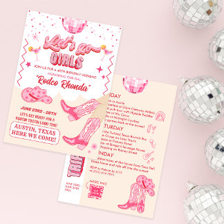 Adult Disco Cowgirl Geburtstagswoche Einladung