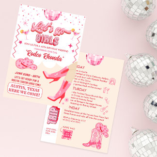 Adult Disco Cowgirl Geburtstagswoche Einladung
