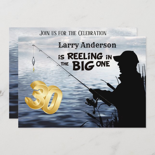 Adult Fisherman Milestone 30 Geburtstag der große Einladung (Vorne/Hinten)