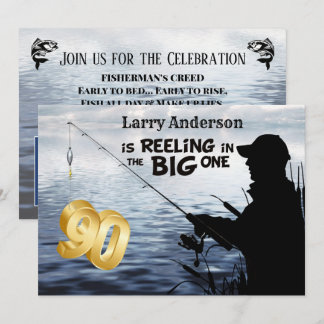Adult Fisherman Milestone 90 Geburtstag 4 - Big On Einladung