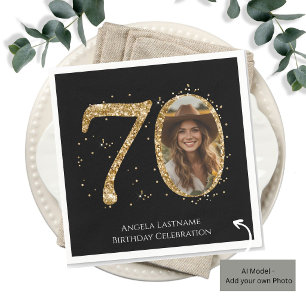 Adult Gold Glitzer 70. Geburtstag Foto Serviette