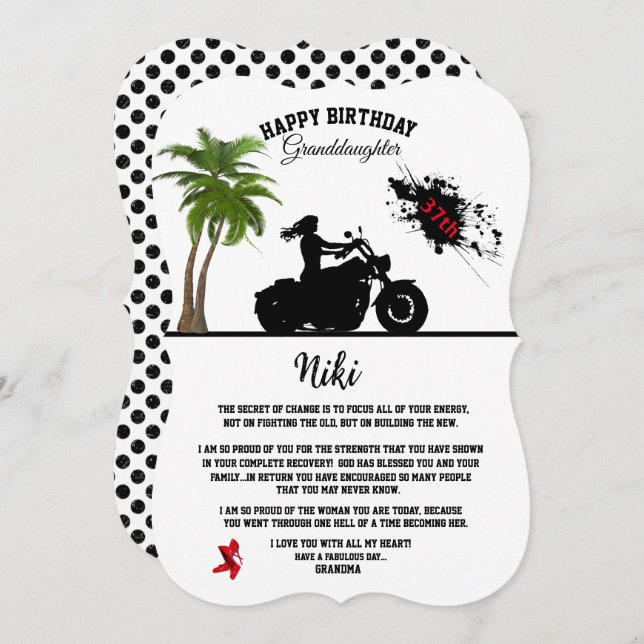 Adult Grandtochter zum Geburtstag Einladung (Vorne/Hinten)