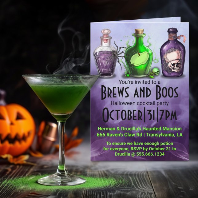 Adult Halloween Brews und Boos Cocktail Party Einladung (Von Creator hochgeladen)