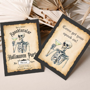 Adult Halloween Einladung, Skeleton Retro einladen Einladung