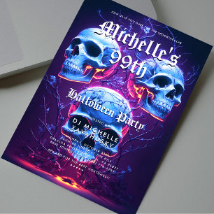 Adult Halloween Geburtstagsparty Neon Skull Modern Einladung
