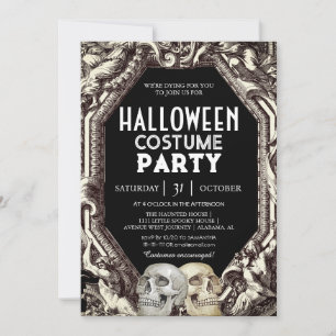 Adult Halloween Kostüm Party Vintag Gothic Skull Einladung