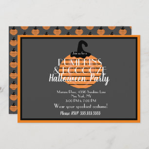 Adult Halloween Pumpkin Orange Gray Party Einladung