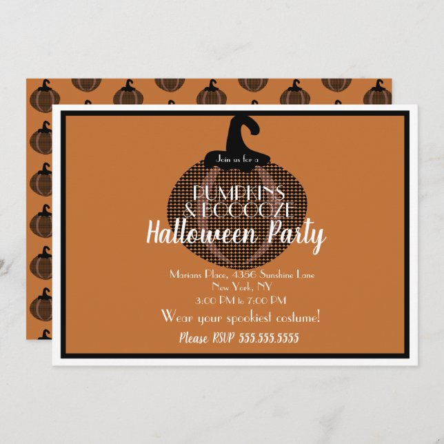 Adult Halloween Pumpkin Vintages Party Einladung (Vorne/Hinten)