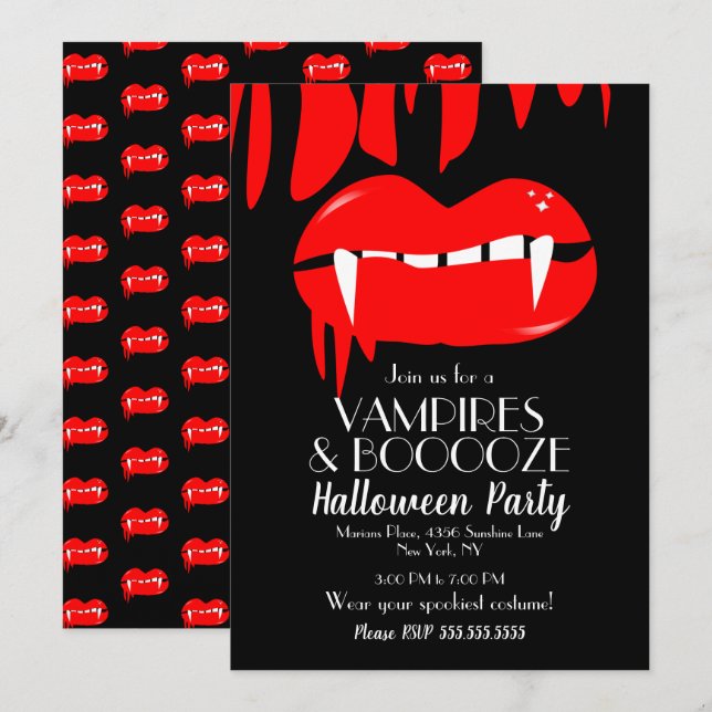 Adult Halloween Vampire Party Red Black Einladung (Vorne/Hinten)