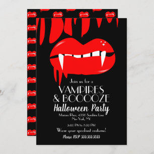 Adult Halloween Vampire Party Red Black Einladung