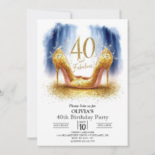 Adult Modern Digital Gold 40. Geburtstag Einladung