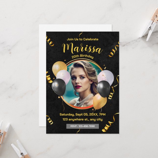 Adult Party Geburtstag personalisieren Einladung (Vorderseite/Rückseite Beispiel)