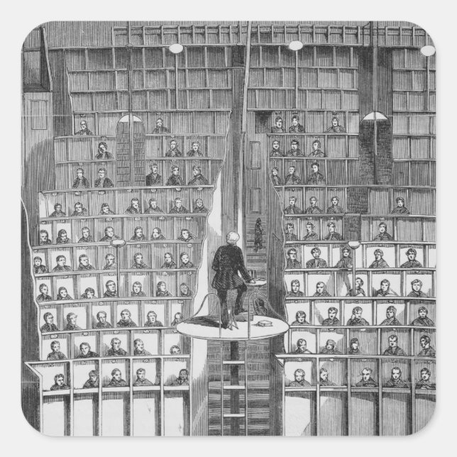 Adult School in the Chapel, on the Member System Quadratischer Aufkleber (Vorderseite)