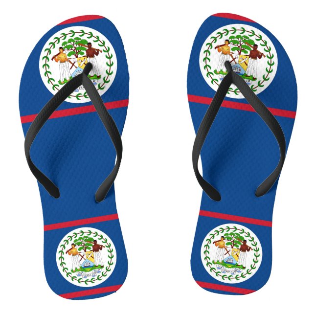 Adult Slim Rippen mit Flagge von Belize Flip Flops (Fußbett)