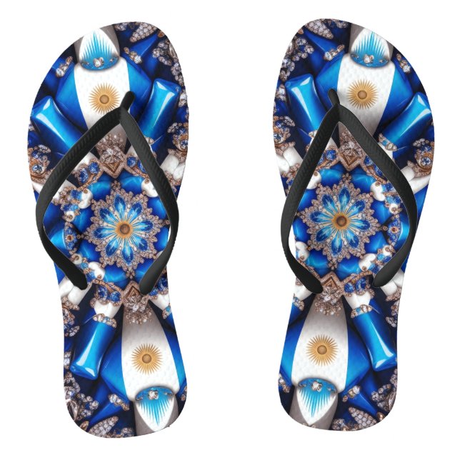 Adult Slim Rips mit argentinischen Farben Flip Flops (Fußbett)