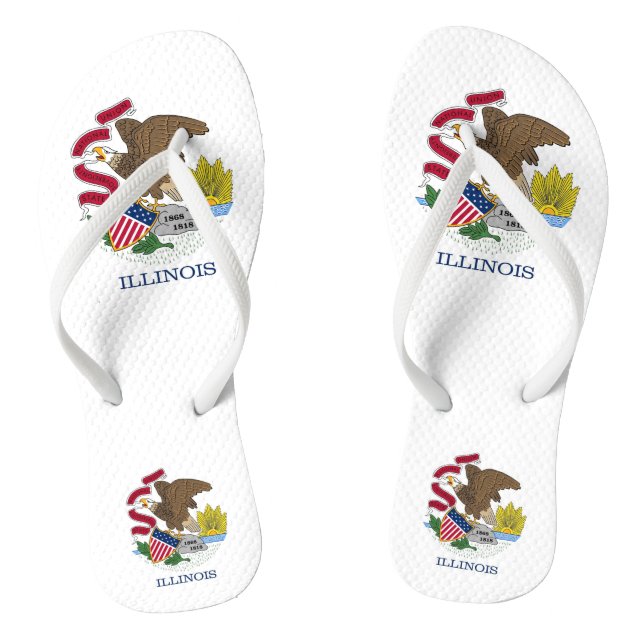 Adult Slim Rips mit Flag Illinois, USA Flip Flops (Fußbett)