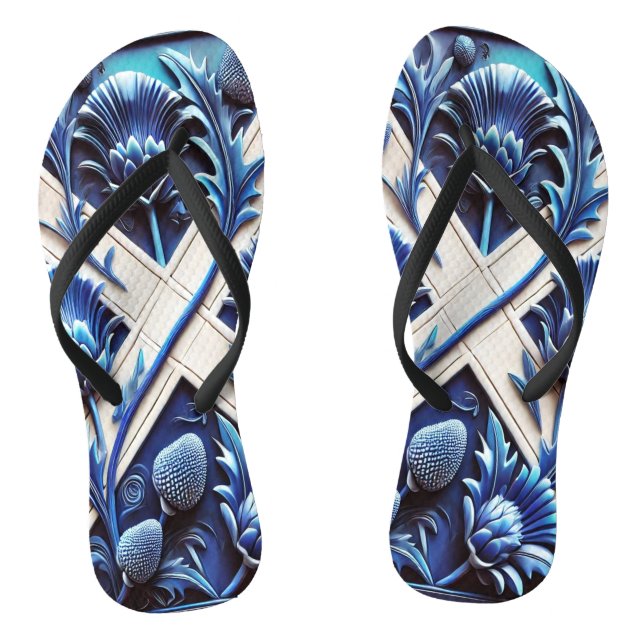 Adult Slim Rips mit schottischem Thistles Design Flip Flops (Fußbett)