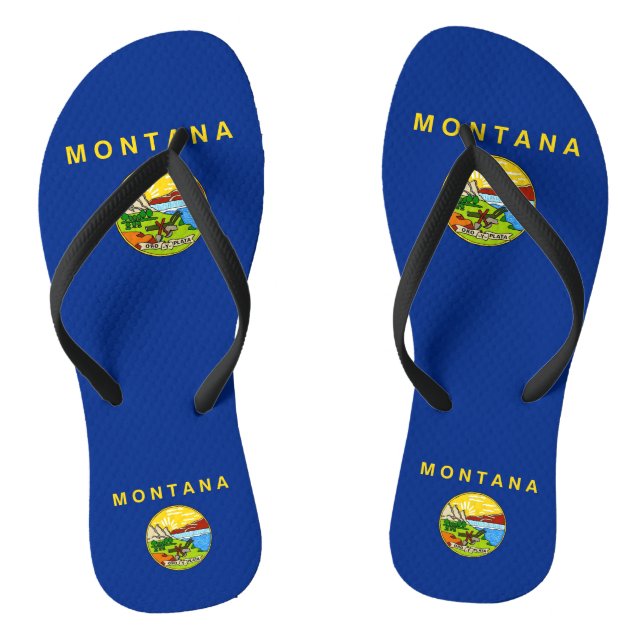 Adult Slim Straps mit Flag Montana, USA Flip Flops (Fußbett)