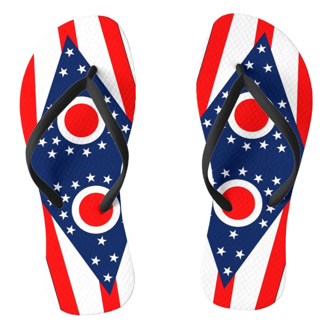 Adult Slim Straps mit Flag Ohio, USA Flip Flops (Fußbett)