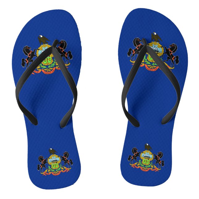 Adult Slim Straps mit Flag Pennsylvania, USA Flip Flops (Fußbett)