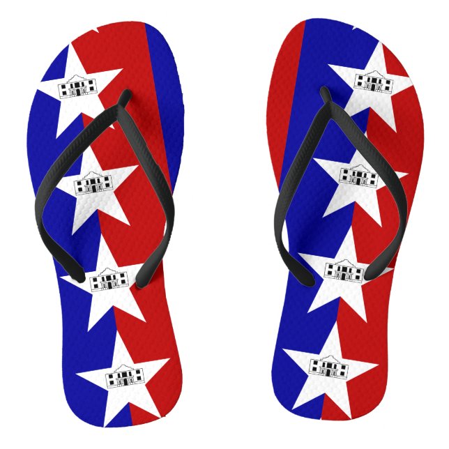 Adult Slim Straps mit Flag San Antonio, USA Flip Flops (Fußbett)