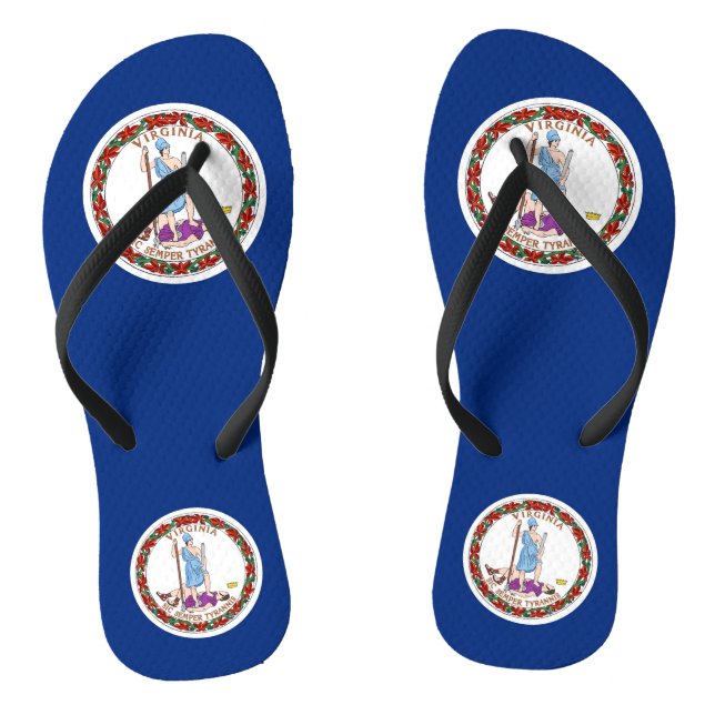 Adult Slim Straps mit Flag Virginia, USA Flip Flops (Fußbett)