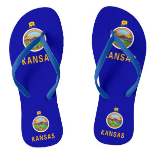 Adult Slim Straps mit Flag von Kansas, USA Flip Flops