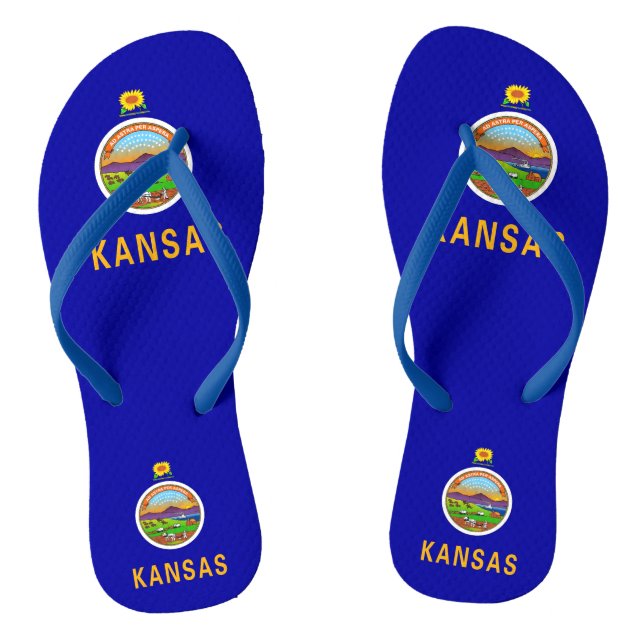 Adult Slim Straps mit Flag von Kansas, USA Flip Flops (Fußbett)
